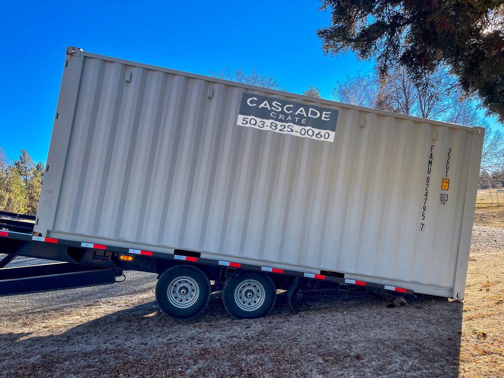 Cascade Crate 20' container on tilt bed trailer