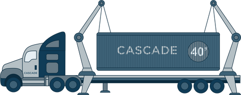 Cascade Crate side-lift truck with 40' container